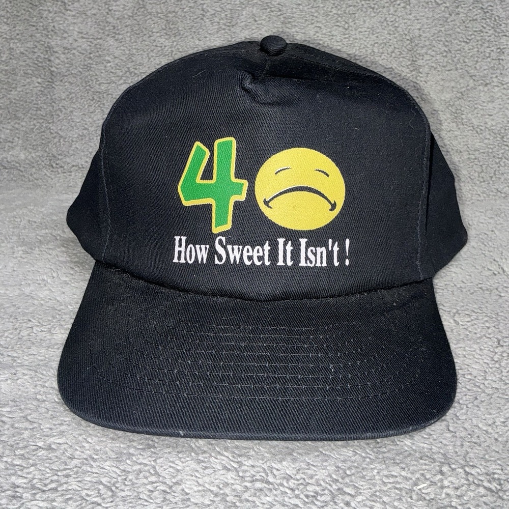 Vintage KC 40 How Sweet It Isn't Hat Cap Snap Back One Size Black Mens 80s 90s